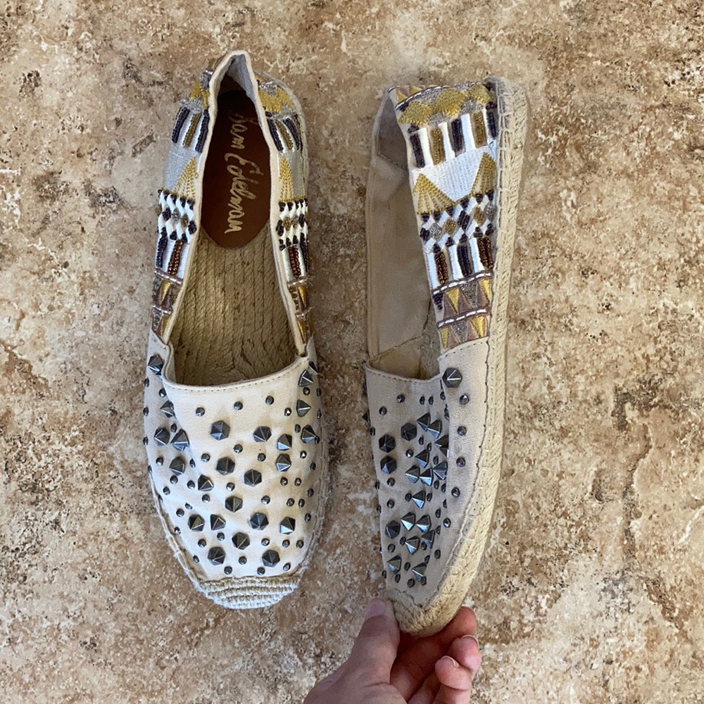 Sam Edelman Studded, Embroidered Flats, Sz 10